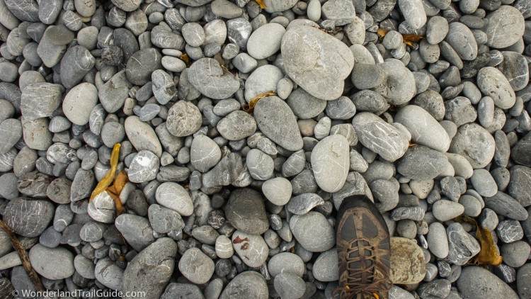 Beach rocks on the Lost Coast Trail make hiking slow and difficult.