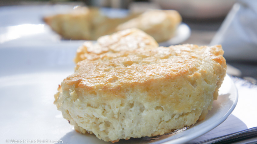 Finished griddle biscuit on a plate