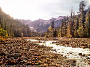 The Mowich River in early autumn, during low flow.