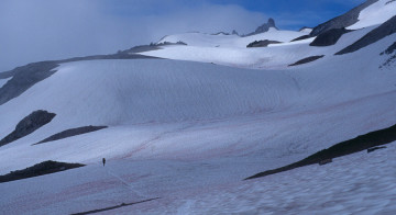Crossing snowfields near Panhandle Gap on the Wonderland Trail