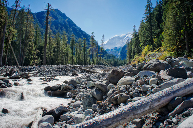 The Carbon River from the Wonderland Trail near Carbon Glacier