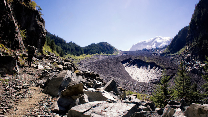 Carbon Glacier from the Wonderland Trail, Mount Rainier