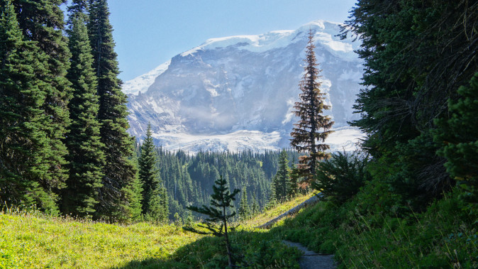 Moraine Park from the Wonderland Trail at Mount Rainier National Park