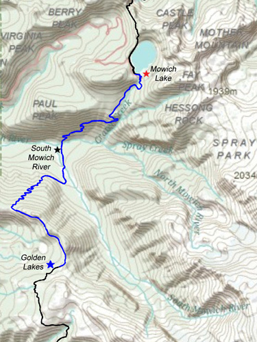 Golden Lakes to Mowich Lake - Wonderland Trail Book Map