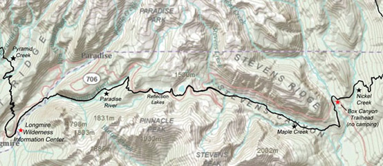 Nickel Creek to Longmire Map - The Wonderland Trail Book
